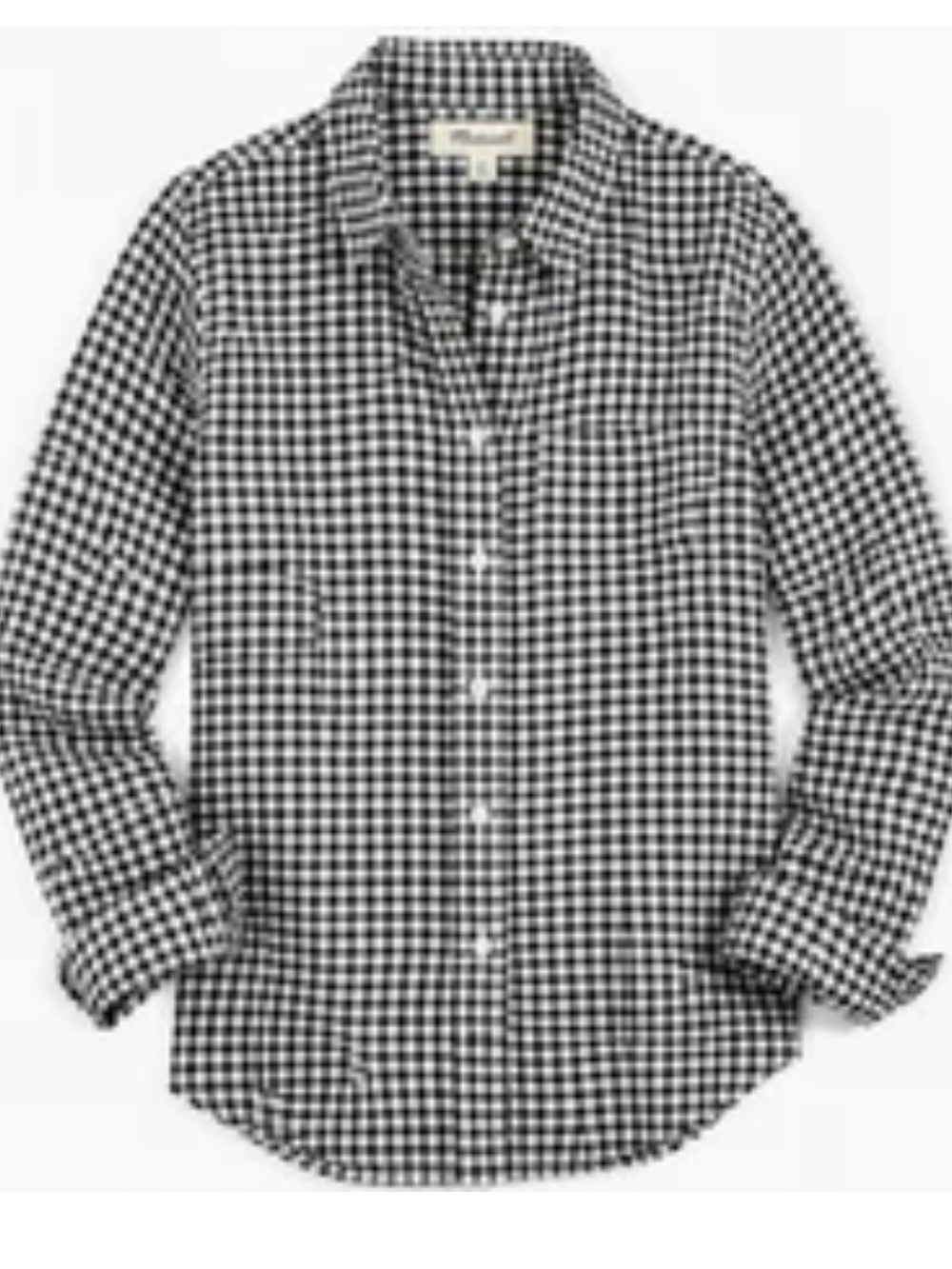 Madewell Gingham Linen Button Front Shirt Black White fits an XS NEW